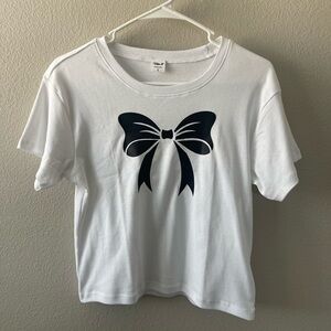 White and Black Bow Graphic Tee